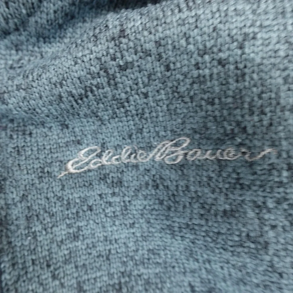 Eddie‎ Bauer Sweater Mens L Blue Fleece 1/4 Zip Mock Neck Pullover Hiking Warm
